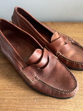 Brass Boot Leather Penny Loafer Shoes Men’s 13 Chocolate Brown Preppy Slip On EU